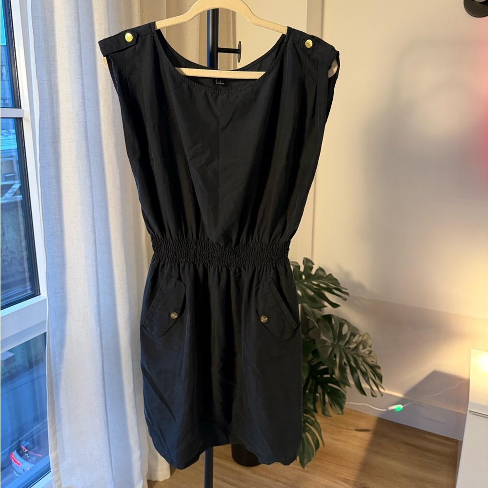 Guess Black Cinched-Waist Mini Dress – Size L - Picture 2 of 5
